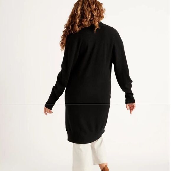 QUINCE Black Mongolian Cashmere Duster Cardigan Sweater Size XL - Picture 4 of 11